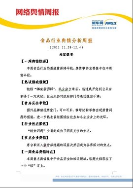 食品行业网络舆情周报