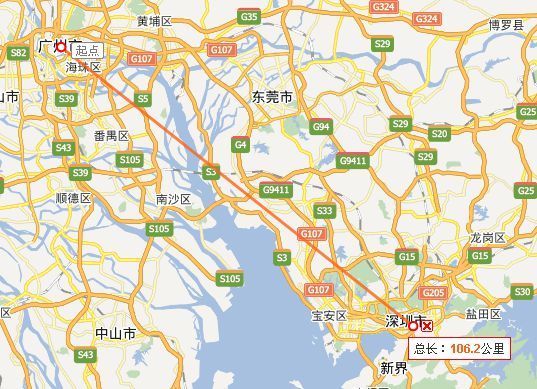 广东省地图广州到深圳的直线距离_360问答