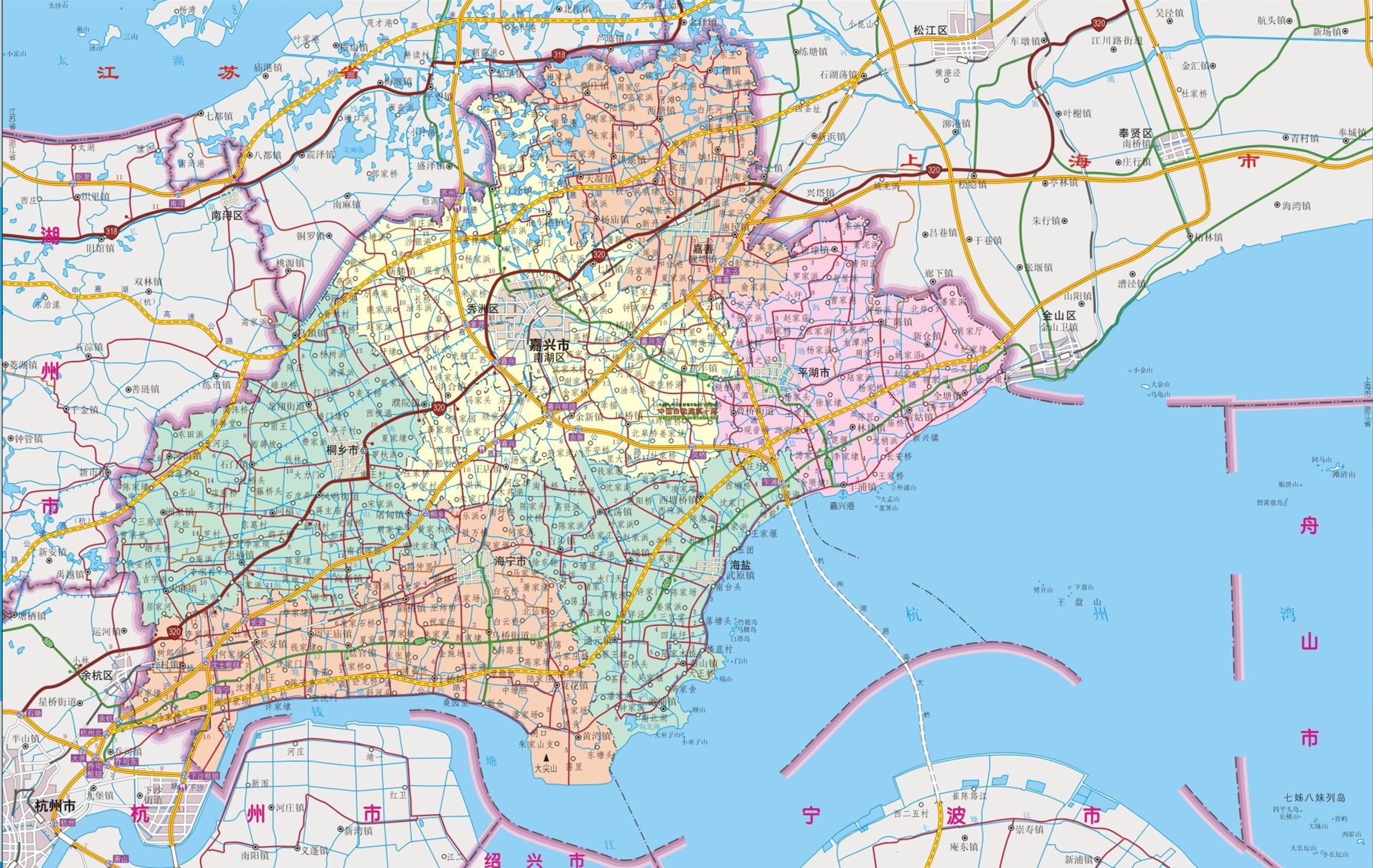 嘉兴三区五县地图图片